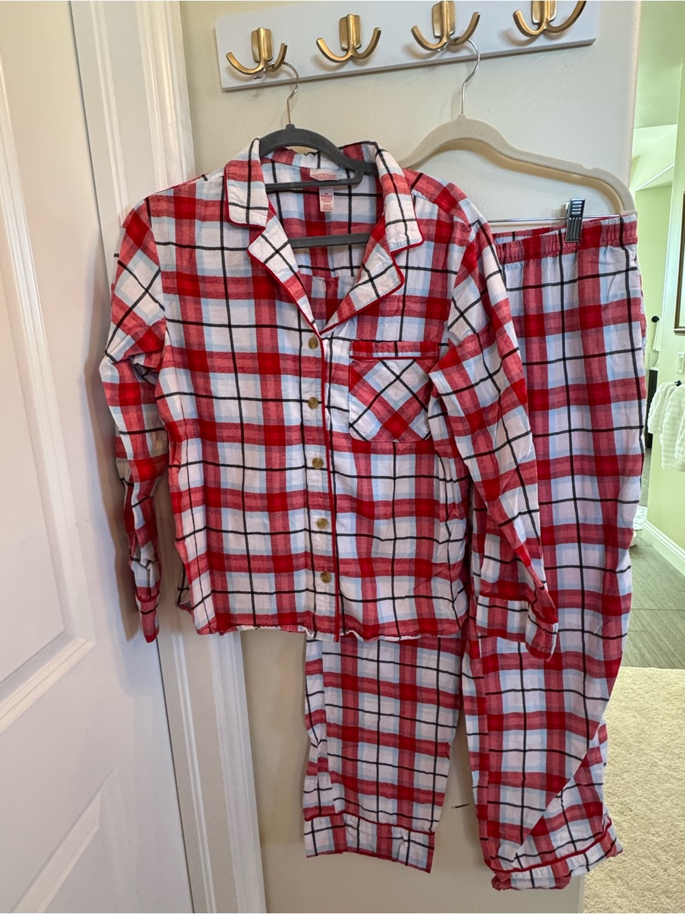 🎅🏻Wondershop Target Plaid Flannel Pajama Set Medium Red White Holiday🎅🏻